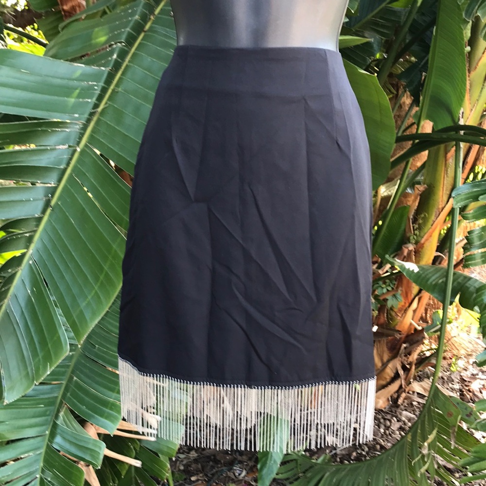 Pretty little thing black beaded fringe skirt